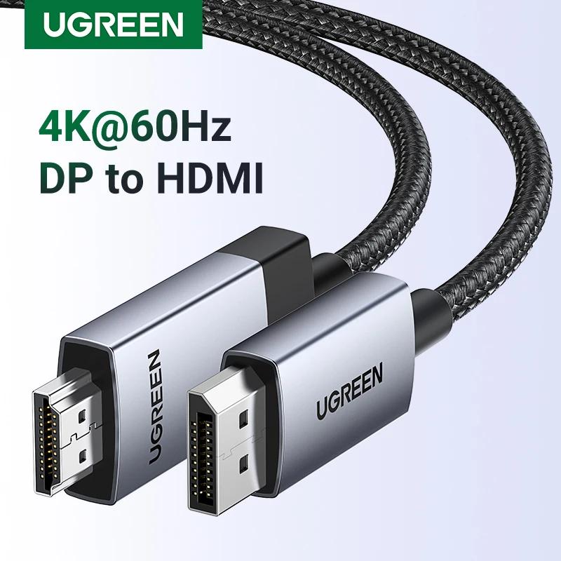 UGREEN ÷ Ʈ-HDMI ̺, HDTV  DP-HDMI ÷ Ʈ -HDMI  , 4K 60Hz DP-HDMI ̺